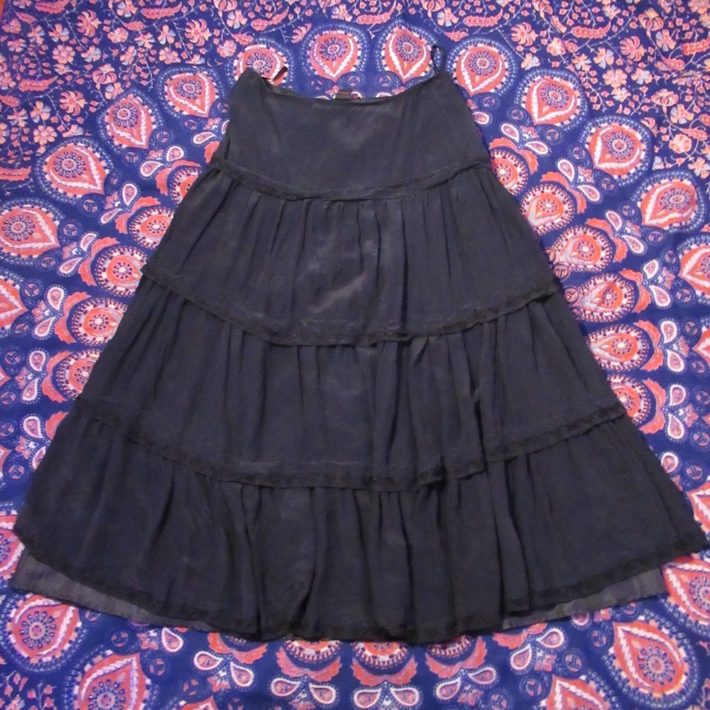 SILK Studio Black Maxi Tiered A-Line Skirt